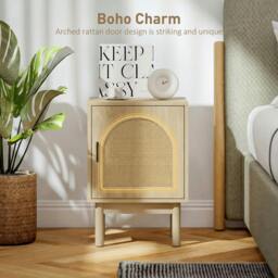 Rackhams Boho Bedside Table with Rattan Door and Adjustable Shelf, Natural - thumbnail 5