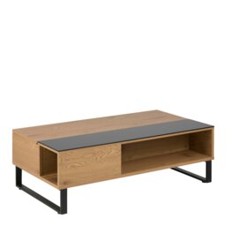 Rackhams Azalea Lift Up Coffee Table in Black & Oak - 1 - Base Steel Matt Black Rough Powder Coated - Black