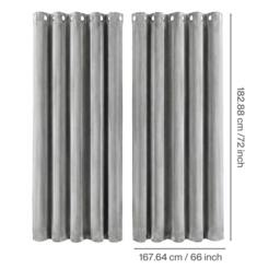 Rackhams Thick Thermal Blackout Curtains Velvet 66x72 Inch Eyelet Ring Top Grey - thumbnail 3
