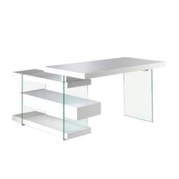 Rackhams Tempered glass desk with wooden top 3002/3003 - Walnut Veneer - thumbnail 6