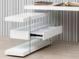 Rackhams Tempered glass desk with wooden top 3002/3003 - Walnut Veneer - thumbnail 5