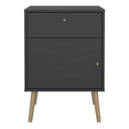 Rackhams Cumbria Nightstand 1 Door + 1 Drawer Dark Grey - Grey - Manufactured wood - 1 - thumbnail 2