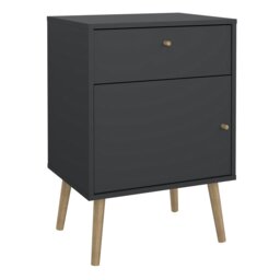 Rackhams Cumbria Nightstand 1 Door + 1 Drawer Dark Grey - Grey - Manufactured wood - 1