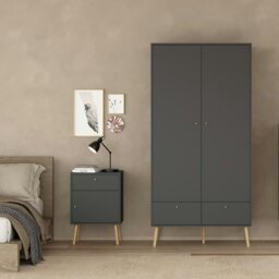 Rackhams Cumbria Nightstand 1 Door + 1 Drawer Dark Grey - Grey - Manufactured wood - 1 - thumbnail 6