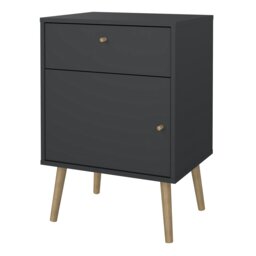 Rackhams Cumbria Nightstand 1 Door + 1 Drawer Dark Grey - Grey - Manufactured wood - 1 - thumbnail 3