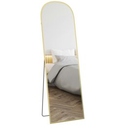 Rackhams Full Length Mirror with Aluminium Alloy Frame Hanging or Leaning Gold - Gold Tone - 162x50 cm - Modern - thumbnail 2