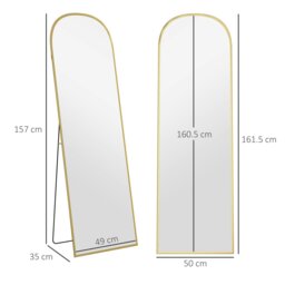 Rackhams Full Length Mirror with Aluminium Alloy Frame Hanging or Leaning Gold - Gold Tone - 162x50 cm - Modern - thumbnail 5