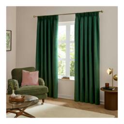 Rackhams Ultimate Velvet Pencil Pleat Curtains - Emerald - 117cm x 137cm - Emerald - 100% Polyester