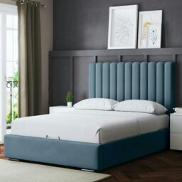 Rackhams Evangeline Divan Bed with Upholstered Headboard - Blue - Super King / 6ft - thumbnail 5