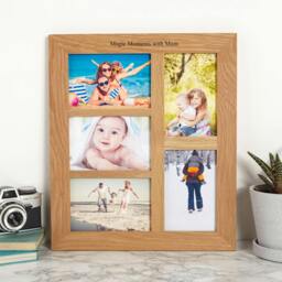 "Rackhams Personalised Solid Oak Five Aperture Picture Frame - For 6x4"" Photos - For 6""x4"" photos - Engraved" - thumbnail 4