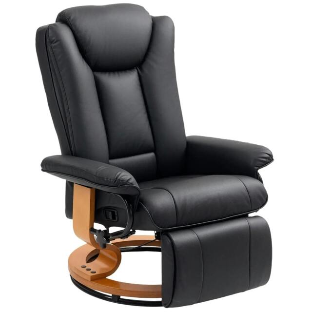 Rackhams Faux Leather Recliner Chair - Black