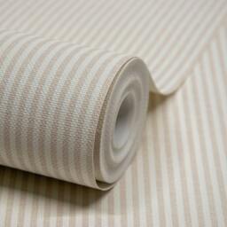 Rackhams Pinstripe Nursery Textured Wallpaper Natural Beige - thumbnail 1