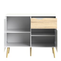 Rackhams Oslo Sideboard - Small - 1 Drawer 2 Doors in White and Oak - White - 98.7 - 1 - thumbnail 5