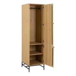 Rackhams Albany Wardrobe 2 Doors in Oak/Black Legs - Oak & Black - Malemine - 1 - thumbnail 4