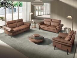 Rackhams Brown leather sofa 6241/6242 - 195 x 118 x 94 - Brown - Dark Steel - 2 - thumbnail 4