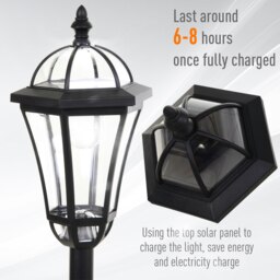 Rackhams 2 PCS LED Garden Lights Lamp Solar Powered Lantern Auto Switch Patio - Black - 51.5cm x 47cm x 182.5cm - thumbnail 5