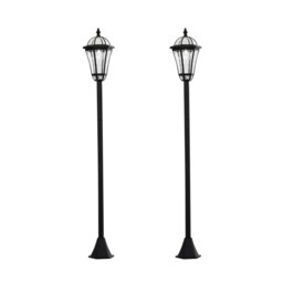 Rackhams 2 PCS LED Garden Lights Lamp Solar Powered Lantern Auto Switch Patio - Black - 51.5cm x 47cm x 182.5cm - thumbnail 2