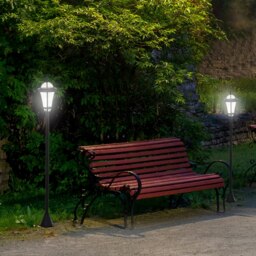 Rackhams 2 PCS LED Garden Lights Lamp Solar Powered Lantern Auto Switch Patio - Black - 51.5cm x 47cm x 182.5cm - thumbnail 3