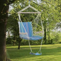 Rackhams Garden Hammock w/ Footrest Armrest Patio Swing Seat Hanging Rope Blue