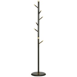 Rackhams Coat Rack Bamboo Coat Stand with Round Base for Handbags - Walnut brown - thumbnail 2