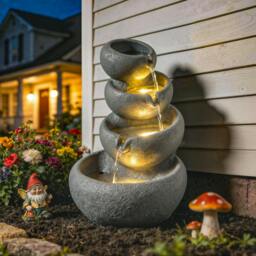 Rackhams Water Fountain Outdoor, 4-Tier Garden Water Feature - Mixed Colour - 35 x 32 x 50 cm - 1 - thumbnail 1