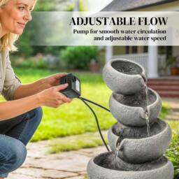 Rackhams Water Fountain Outdoor, 4-Tier Garden Water Feature - Mixed Colour - 35 x 32 x 50 cm - 1 - thumbnail 4