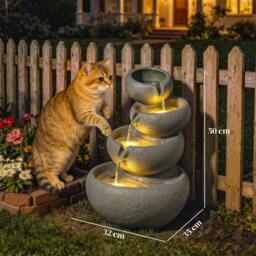 Rackhams Water Fountain Outdoor, 4-Tier Garden Water Feature - Mixed Colour - 35 x 32 x 50 cm - 1 - thumbnail 3