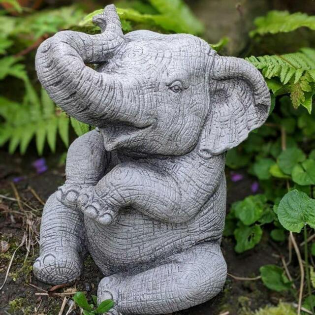 Rackhams Stunning Trunk-Up Large Elephant Garden Ornament - image 1