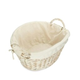 Rackhams White Wash Wicker Oatmeal Cotton Lined Wash Basket - thumbnail 2