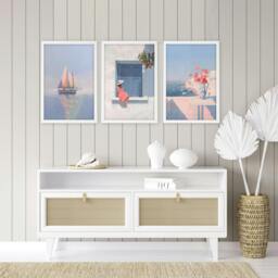 Rackhams Colorful Living Room Walls - Set of 3 Italian Lifestyle Wall art Prints - 12 x 16 inches / 30.5 x 40.65 cm - Polyester Canvas 260 gsm - Canvas wrapped - thumbnail 5