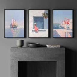 Rackhams Colorful Living Room Walls - Set of 3 Italian Lifestyle Wall art Prints - 12 x 16 inches / 30.5 x 40.65 cm - Polyester Canvas 260 gsm - Canvas wrapped - thumbnail 4