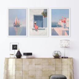 Rackhams Colorful Living Room Walls - Set of 3 Italian Lifestyle Wall art Prints - 12 x 16 inches / 30.5 x 40.65 cm - Polyester Canvas 260 gsm - Canvas wrapped - thumbnail 6