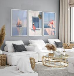 Rackhams Colorful Living Room Walls - Set of 3 Italian Lifestyle Wall art Prints - 12 x 16 inches / 30.5 x 40.65 cm - Polyester Canvas 260 gsm - Canvas wrapped - thumbnail 2