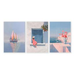 Rackhams Colorful Living Room Walls - Set of 3 Italian Lifestyle Wall art Prints - 12 x 16 inches / 30.5 x 40.65 cm - Polyester Canvas 260 gsm - Canvas wrapped - thumbnail 1