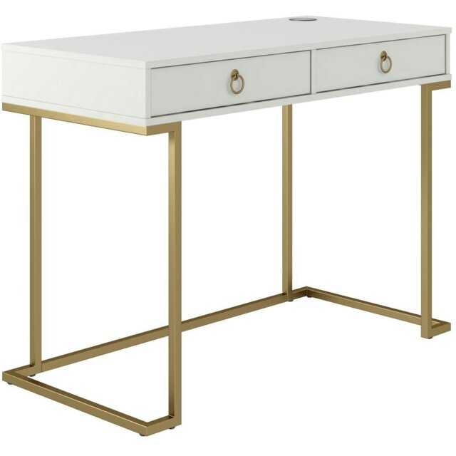 Rackhams Camila Writing Desk in White / Golden - Gold - image 1