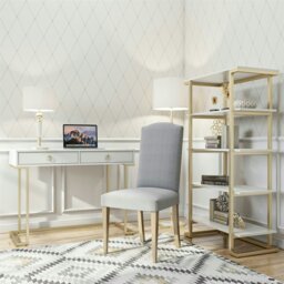 Rackhams Camila Writing Desk in White / Golden - Gold - thumbnail 4