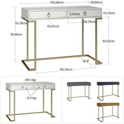 Rackhams Camila Writing Desk in White / Golden - Gold - thumbnail 3