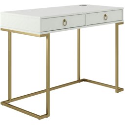Rackhams Camila Writing Desk in White / Golden - Gold - thumbnail 1
