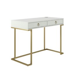 Rackhams Camila Writing Desk in White / Golden - Gold - thumbnail 2
