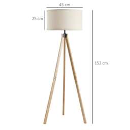 Rackhams Floor Lamp with Elegant Wood Tripod, Free Standing E27 Bulb Lamp Versatile Use For Home Office - Beige - thumbnail 3