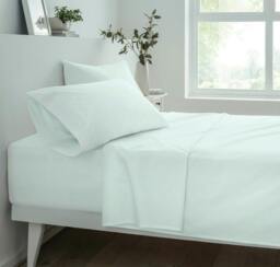 Rackhams Deluxe Fitted Sheet or Pillowcase Pair - Duck Egg - Super King (180cm x 200cm) + 25cm Deep - thumbnail 1
