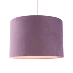 Rackhams Soft Velvet Dark Lilac Fabric Round Lamp Shade for Table or Pendant - thumbnail 2