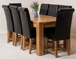 Rackhams Kuba Large Oak Dining Table with Washington Leather Chairs - 8 chairs - Ivory - thumbnail 5
