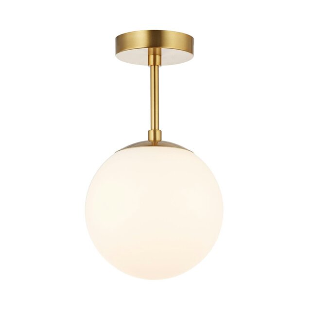 Rackhams Traditional Glass Globe IP44 Bathroom Ceiling Light Fixture in Brushed Gold - image 1
