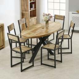 Rackhams Valor Mango Wooden 6 8 Seater Oval Dining Table - Wood - 180x90x76 CM (LxDxH) - Dining Table - thumbnail 2