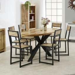 Rackhams Valor Mango Wooden 6 8 Seater Oval Dining Table - Wood - 180x90x76 CM (LxDxH) - Dining Table