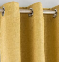 "Rackhams Ochre Plain Textured Thermal Room Darkening Energy Saving Pair of Curtains For Bedroom & Living Room - 46"" (117cm) Width x 72"" (183cm) Drop" - thumbnail 2