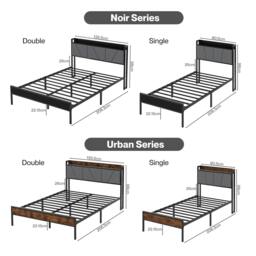 Rackhams Bed Frame Metal Platform with Headboard Heavy Duty Home Furniture Storage - Eilte Single Double - thumbnail 4