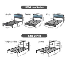 Rackhams Bed Frame Metal Platform with Headboard Heavy Duty Home Furniture Storage - Eilte Single Double - thumbnail 3