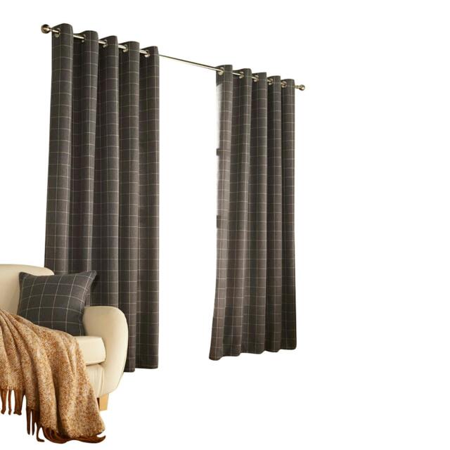 Rackhams Ellis Ringtop Eyelet Curtains - Navy - 168 x 183 cm - Navy - 100% Polyester - image 1